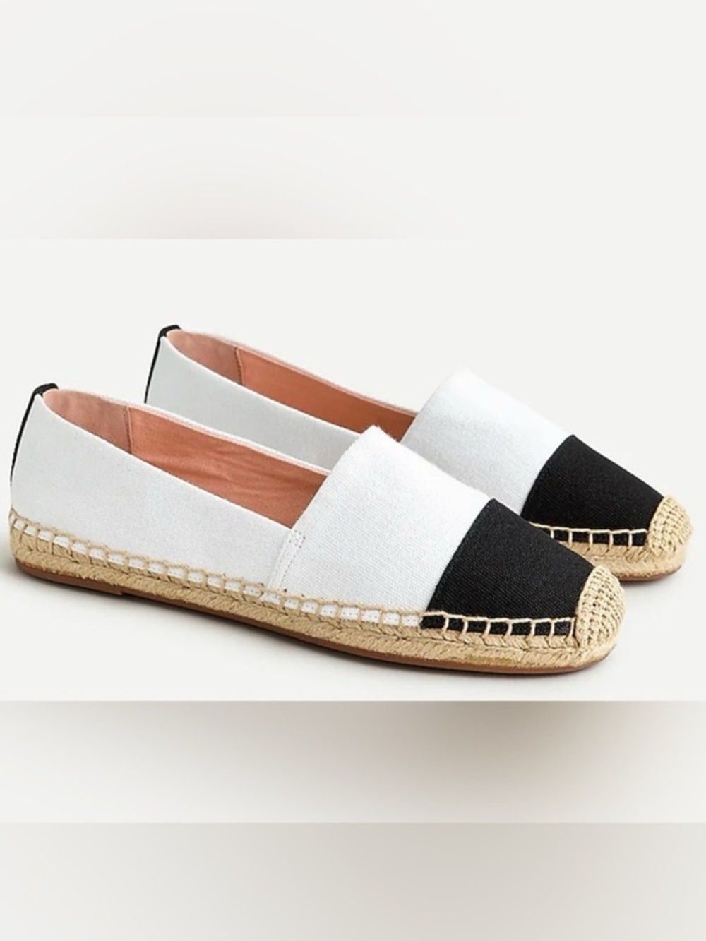 J. Crew NEW Espadrille Canvas slip on flats with Toe Cap Sz 6 COASTAL Classic